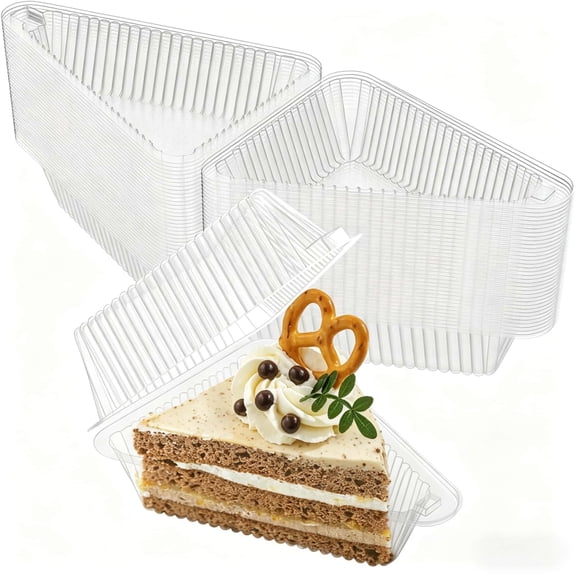 30 Pcs Pie Container with Lid Clear Plastic Medium Dome Hinged Lid Single Slice Container for 7"-10" Diameter Cake or Pie, Dessert, Food Box, Take out Packaging for Home, Bakery and Coffee Business