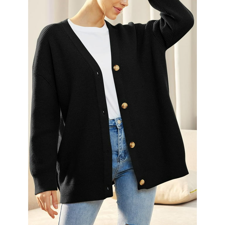 ELF Women Button up Sweaters Solid Color Casual Cute Warm Knitted Cardigans Fall Knitwear for Streetwear Walmart