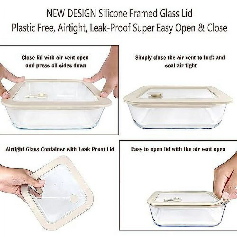 Urban Green Glass Square Shaped Food Container Set with White Sand