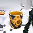 thumbnail image 5 of Yiaed Navy Blue Plaid Sunflower Print Ceramics Coffee,Large Handle Design,Extra Large Tea and Coffee Cup for Office and Home Mugs, 5 of 6