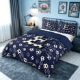 thumbnail image 3 of meiyoeat Soccer Letter E Bedding for Kids Boys, Ball Field Duvet Cover Full, Navy Blue, Blue Reversible, 3pcs, 1 Duvet Cover and 2 Pillowcases, 3 of 6