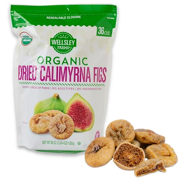 Wellsley Farms Organic Dried STF9 Calimyrna Figs, 36 oz | Naturally Sweet, High-Fiber Snack | Gluten-Free, Vegan, Whole 30, Kosher