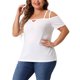 thumbnail image 4 of Blusa casual de verano para mujer de tallas grandes Agnes Orinda, con hombros descubiertos, corte en la parte superior, mangas cortas y diseño cruzado, talla 3X, color blanco, 4 of 6