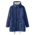 thumbnail image 3 of Womens Warm And Velvet Waist Tooling Jacket Lapel Coat Long Sleeved Top Coat Cotton Jacket, 3 of 7