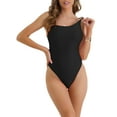 thumbnail image 1 of INSPIRE CHIC Monokini de una pieza para mujer con tirantes ajustables, parte inferior triangular, trajes de baño tipo bikini, pequeño, negro, 1 of 5
