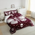 thumbnail image 3 of Manfei Gothic Skeleton Moth Full Size Comforter Sets,Boho bohemian Theme Bedding Comforter Set,Red White Bedding Sets For Men Women,Ultra Soft Home Decor Reversible,3 Pieces, 3 of 8