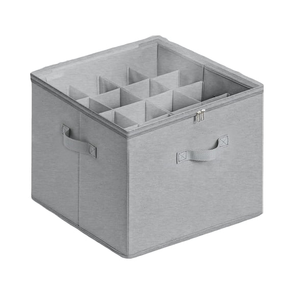 Fabric Shoe Organizer Storage with 16 Adjustable Dividers Clear Cover Foldable Design Sturdy Handles for Home Closet Entryway