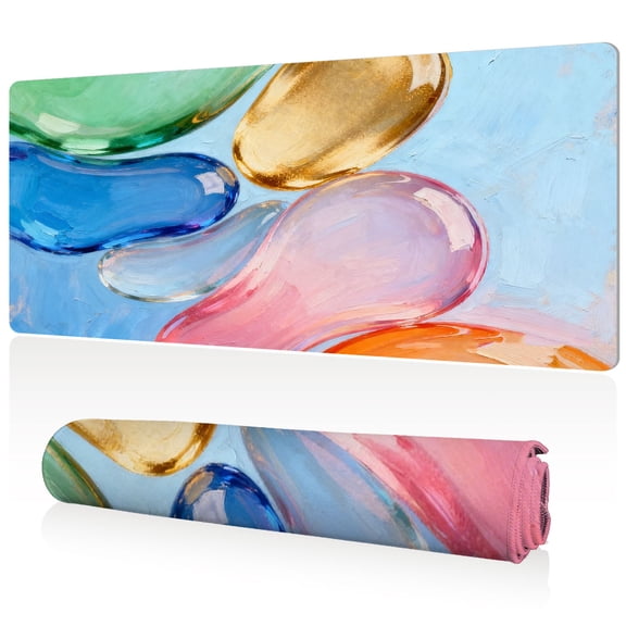 LIVEKEY Mouse Pad Durable Easy Clean Ultra Large 80x40x0.3cm Full Desk Coverage with Colorful Abstract Art Design Non Slip Sewn Edges