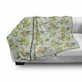 thumbnail image 3 of Watercolor Soft Flannel Fleece Throw Blanket, Diamond Pattern Blooming Floral Arrangement Petals and Leaves, Cozy Plush for Indoor and Outdoor Use, 50" x 60", Pale Green Yellow White, by Ambesonne, 3 of 6