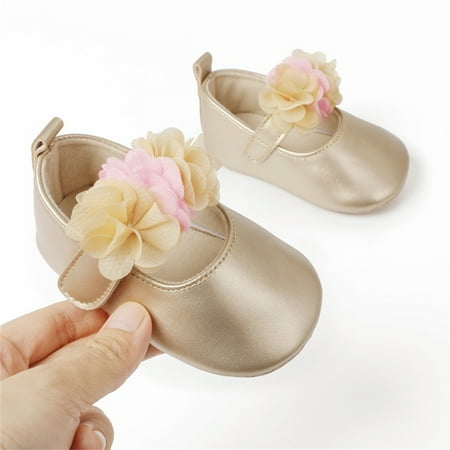

eczipvz Toddler Shoes Girls Single Shoes Floral First Walkers Shoes Toddler Sandals Princess Shoes Girls Glitter Shoes (Gold 13 Toddler)