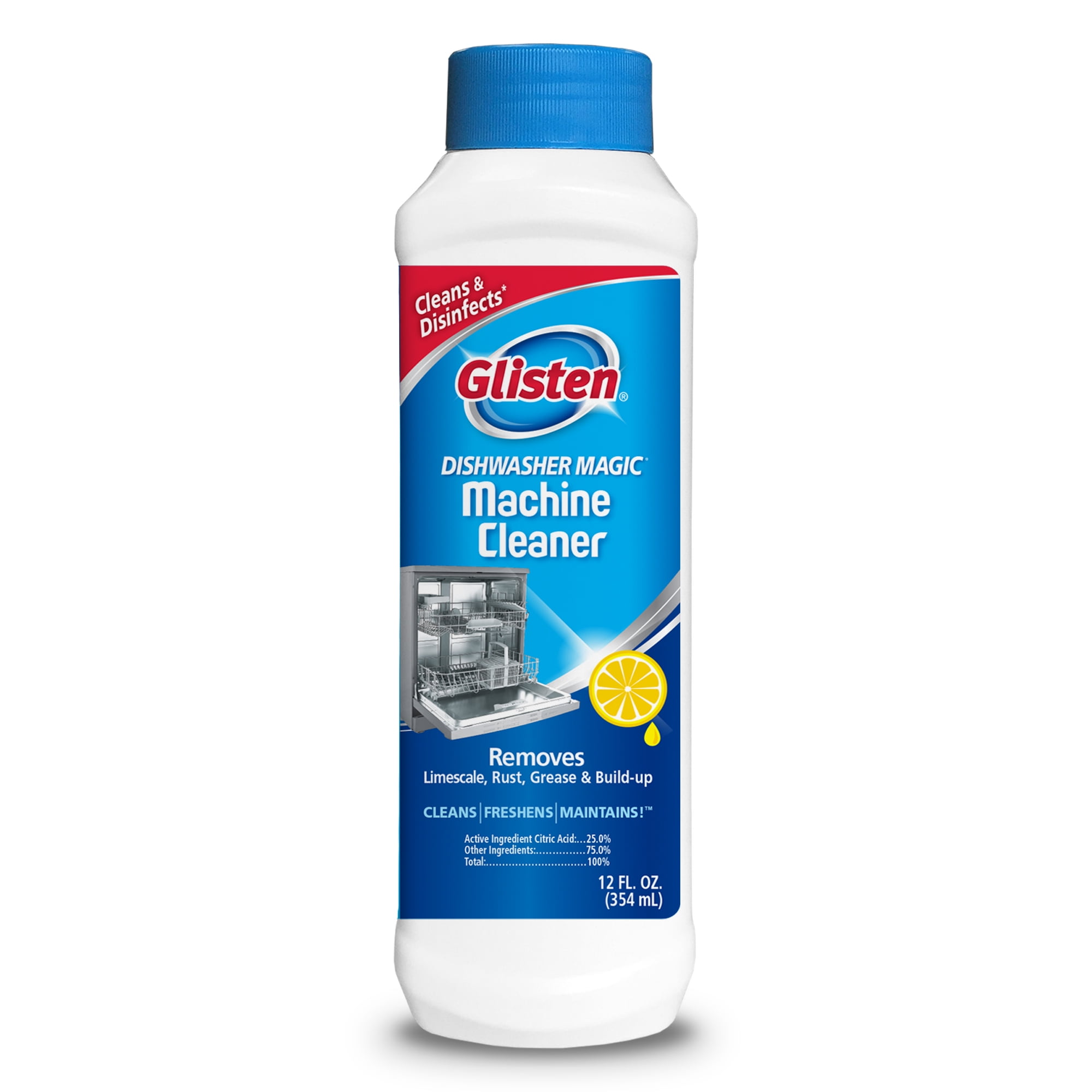 Glisten Dishwasher Magic Machine Cleaner Disinfectant Lemon 12 Fl Oz (2