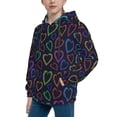 thumbnail image 2 of Fotbe Colored Hearts Pattern Youth Pullover Hooded Sweatshirt, Boys Hoodie, Kangaroo Pocket Hoodie for Kids Girls -Large, 2 of 6