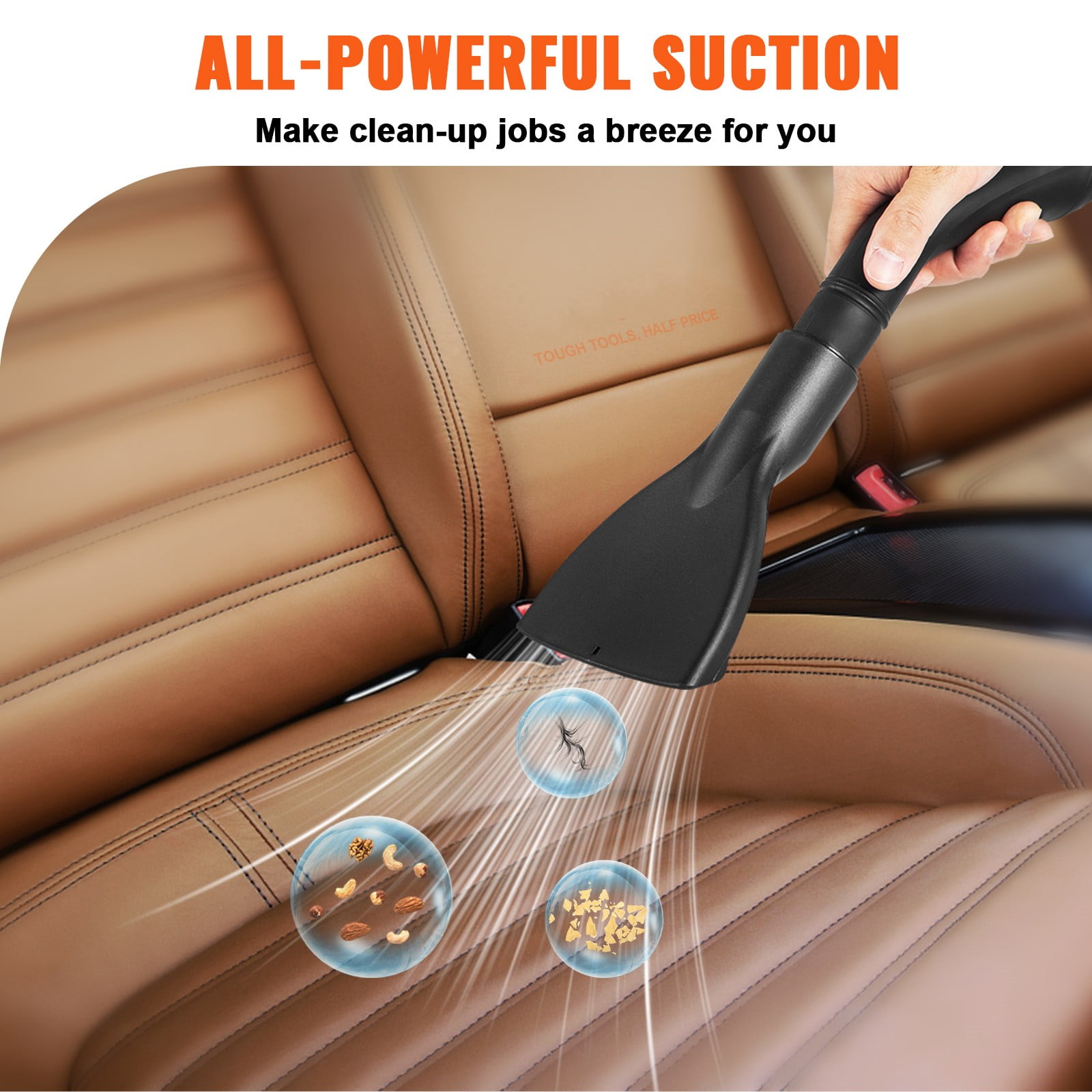 BENTISM Wet Dry Vac, 2.6 Gallon, 2.5 Peak HP, 3 in 1 Shop Vacuum with Blowing Function, Portable with Attachments to Clean Floor, Upholstery, Gap, Car, ETL Listed, Black/Orange