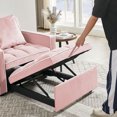 thumbnail image 5 of S-HOME Adjustable Velvet Sofa Bed Chair with Folding Design, Modern Style for Adult Living Spaces, 1 Seat, Pink, 5 of 13