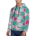 thumbnail image 3 of Kdxio Tropical Leaves Print Mens Casual Hooded Collar Drawstring Hoodies Pullover Sweatshirts Casual Long Sleeve Shirts-Medium, 3 of 7