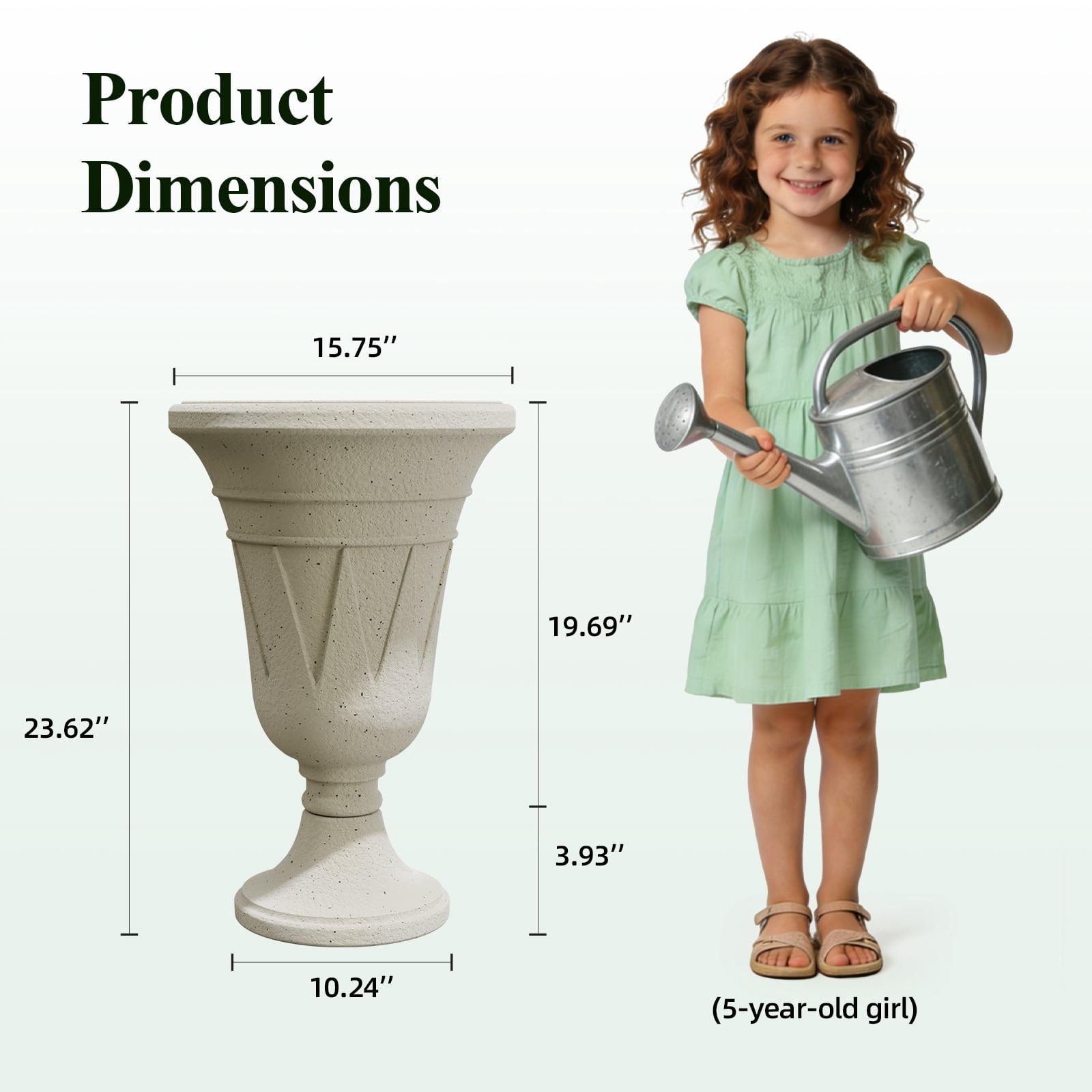 Chiccushion 23.6" Large Urn Planters for Outdoor Plants, Set of 2 Plastic Flower Pot for Wedding Party Bridal Shower Garden Patio Home Decor, off-White