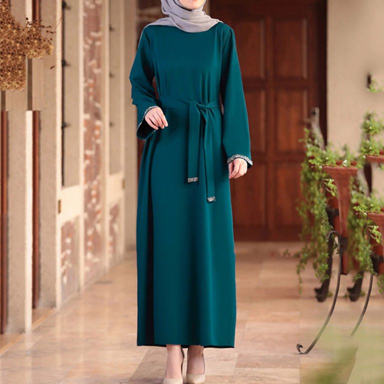 RYKJLWY Vacation Dresses for Women 2024 Muslim Dresses for Women Long  Sleeve Islamic Prayer Dress Summer Party Dress Women Beach Bohe Sundresses( Green,L) - Walmart.com