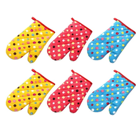 

BESTONZON 3 Pairs Protective Oven Mitts Useful Heat Resistant Cook Mittens for Baking Use