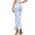 thumbnail image 3 of INSPIRE CHIC Summer Maxi Skirt for Women High Waist Floral Mesh Boho Bodycon Fishtail Long Skirts XS White Blue, 3 of 6