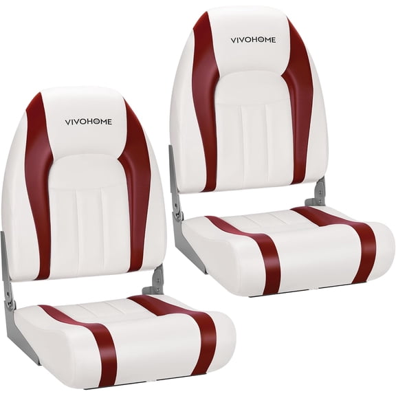 YouRanTerFolding High Back Boat Seats, 2 Pack Waterproof Boat Captain Chair | Fold-Down, Thickened Seat Cushion, Ergonomic Backrest, 4 Mounting Screws Included, Easy to Clean