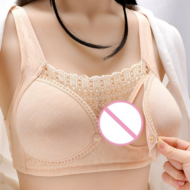 HAPIMO Everyday Bras for Women Comfort Daily Brassiere Stretch Underwear  Anti-Sagging Lingerie Front Buckle Nursing Camisole Gathered Wire Free  Rollbacks Beige L 