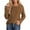 Brown, variant on Women's Long Sleeve Shirts Dressy Casual Loose Button Up V Neck Henley Tops Ribbed Knit 2025 Fall Basic Tee Blouses