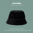 thumbnail image 4 of 1 Pcs Winter Faux Fur Bucket Hat,22.0-22.8Inch Thicken Warm Fisherman Cap Fuzzy Hat,Plush Fleece Headwear Sun Hat for Women Black, 4 of 6