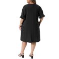 thumbnail image 3 of Agnes Orinda Women's Plus Size Chiffon Dresses Notch V Neck Bell Short Sleeve Pleated Summer Casual Midi Dresses with Pockets 4X Black, 3 of 6