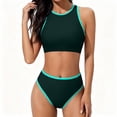 thumbnail image 6 of ZunFeo Womens Retro High Waisted Bikini Set High Neck Crop Top Tummy Control Two Piece Swimwear Nylon Spandex Green,Size M, 6 of 9