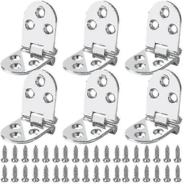 6pcs Flat Folding Cabinet Door Tanble Hinges,sewing Machine Table;zinc Alloy Folding Flip Hinge,flip Top Hinge With Screws,silver