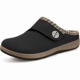 thumbnail image 1 of wonima44 Women's Men's Wide Width Slippers Suede Fuzzy Slippers Winter Warm Fur Lined Slip on House Shoes Outdoor with Removable Cushion Footbed, 1 of 1