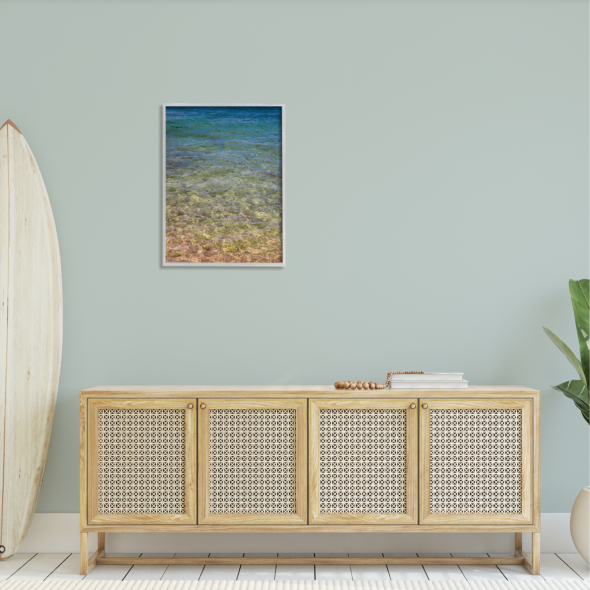 Stupell Underwater Clear Sea Floor Ripples Landscape Photography Gray Framed Art Print Wall Art