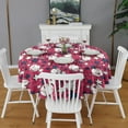 thumbnail image 2 of Red Baseballs and Stars Pattern Round Tablecloth 60"x60",Wrinkle Wipeable Table Cloth for Kitchen Dining Room Picnic Patio Party, 2 of 6