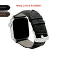 thumbnail image 2 of Bandini Triple Extra Long XL Leather for Apple Watch Band 45mm 44mm 42mm 41mm 40mm 38mm 49mm & Ultra for Men Large Wrist, Alligator Style for iWatch Band Series 9 8 7 6 5 4 3 2 1 SE - Black / Black, 2 of 8