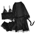 thumbnail image 3 of Ropa de dormir sexy para mujerconjunto de pijama con pantalón corto y top de encaje de seda (negro 2XL) Ndcxsfigh Para estrenar, 3 of 9