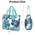 thumbnail image 3 of Tote Bag for Women - Blue Pioneer Flower Shoulder Bag - Large Utility Work Duffle Bag with Zipper Handbag for Travel, Work, Sprots, 3 of 5