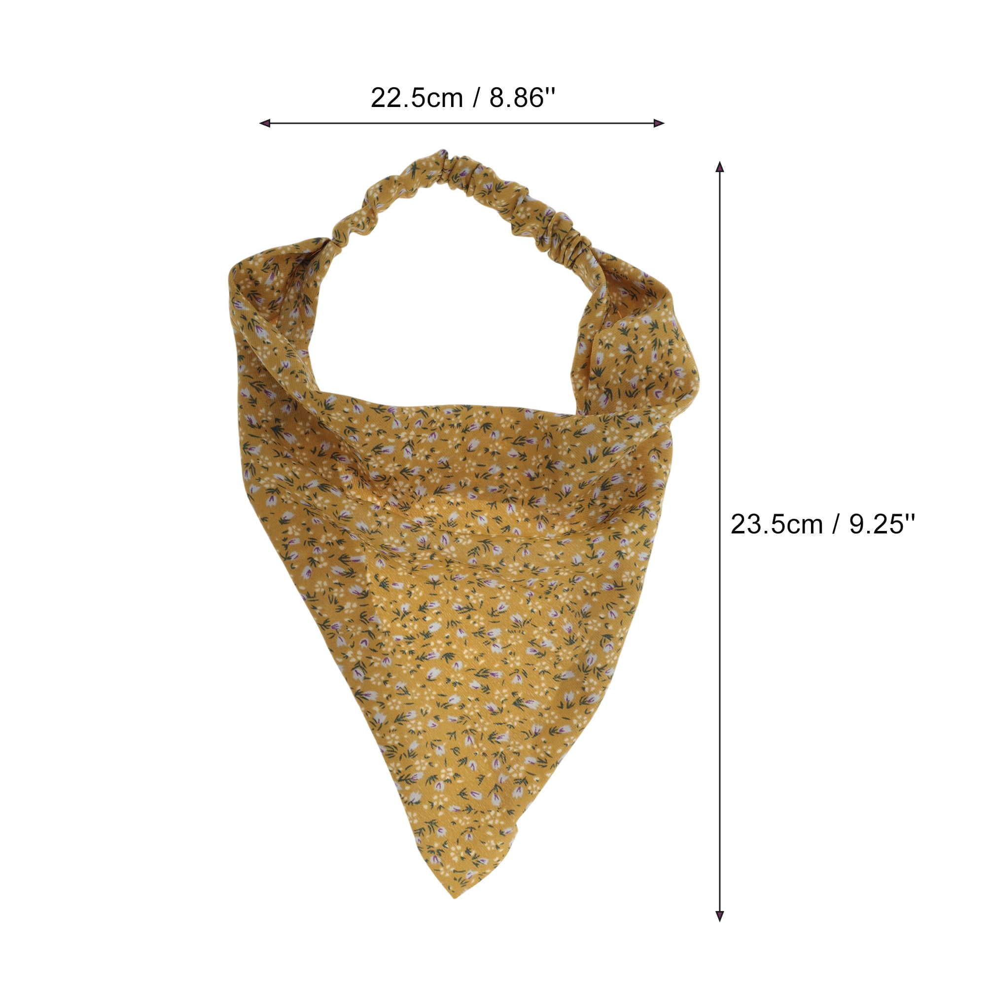 Unique Bargains 1pc Stylish Ditsy Floral Headwrap 9.25''x8.86'' Yellow