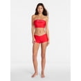 thumbnail image 3 of No Boundaries Embroidered Red Bandeau Cropped Tankini Swim Top, Women's XXS-XXL, 3 of 6