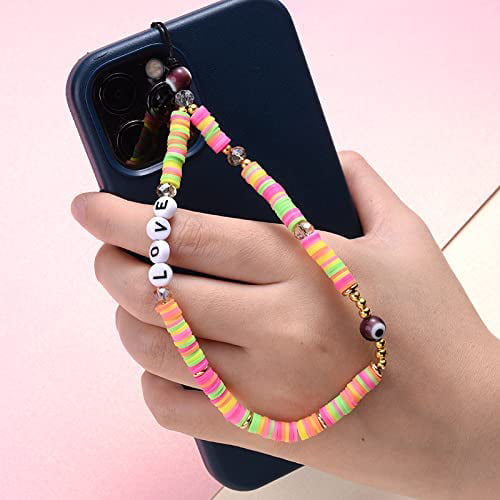 Handmade Cell Phone Lanyard Wrist Strap Anti-Lost Phone String Chain Bracelet Accessory for Women Girls Beaded Phone Charm 