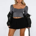 thumbnail image 3 of Solid Slit Crop Top Streetwear for Women, 3 of 7
