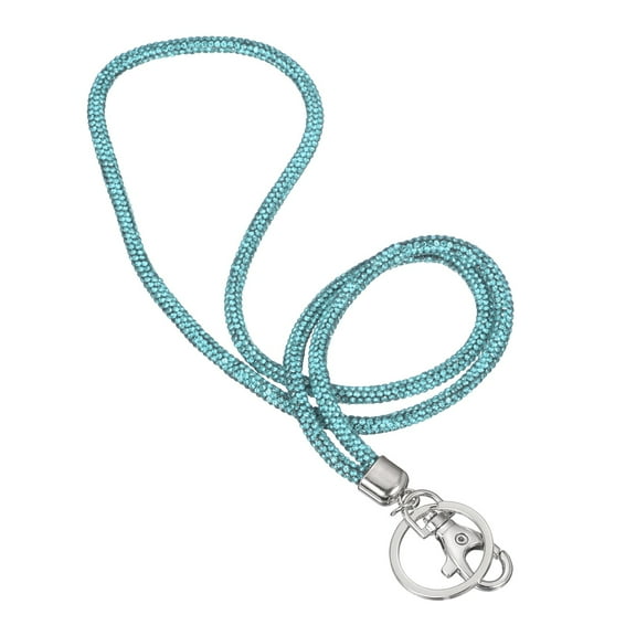 Key Lanyard for Women, 8 Inch Cute Rhinestone Keychain Sparkle Key Ring Bling Strap Neck Lanyard for Car ID Card Purse Wallet Bag, Blue