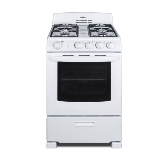Summit 24 Inch Gas Range, 2.9 cu. ft. Oven, White - RG244WS