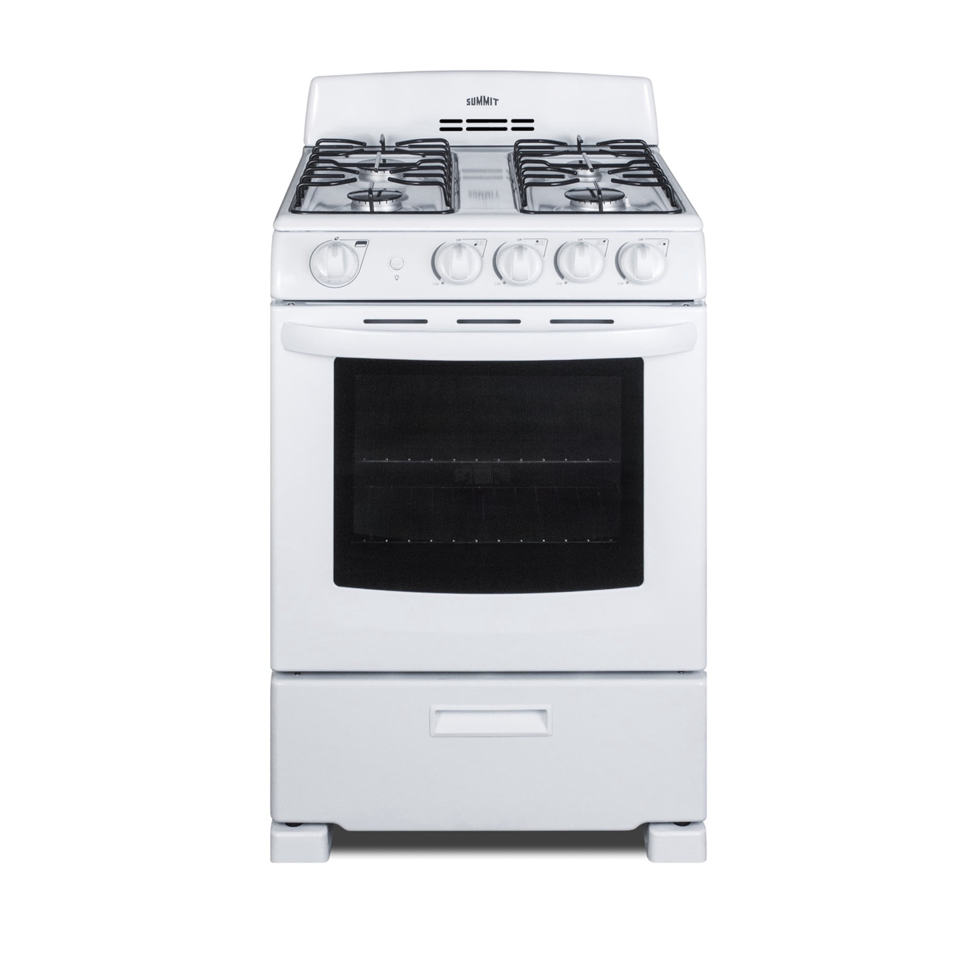 Summit 24 Inch Gas Range, 2.9 cu. ft. Oven, White - RG244WS