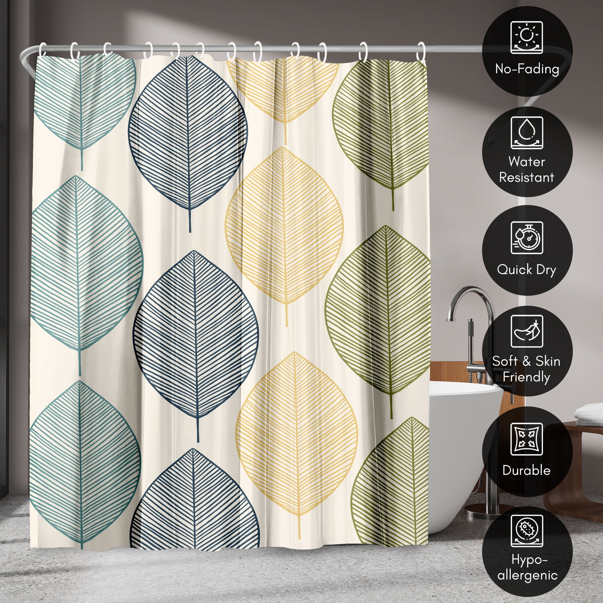 Americanflat 71" x 74" Shower Curtain, Leaves Multicolor by Lisa Nohren