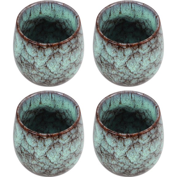 4pcs Ceramic Tea Cup Set with Fine Workmanship for Home Use Assorted Color