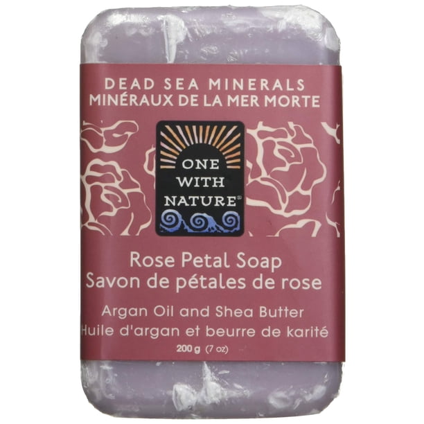 One With Nature Jabón mineral del Mar Muerto con pétalos de rosa, barras de 7 onzas (paquete de 6)