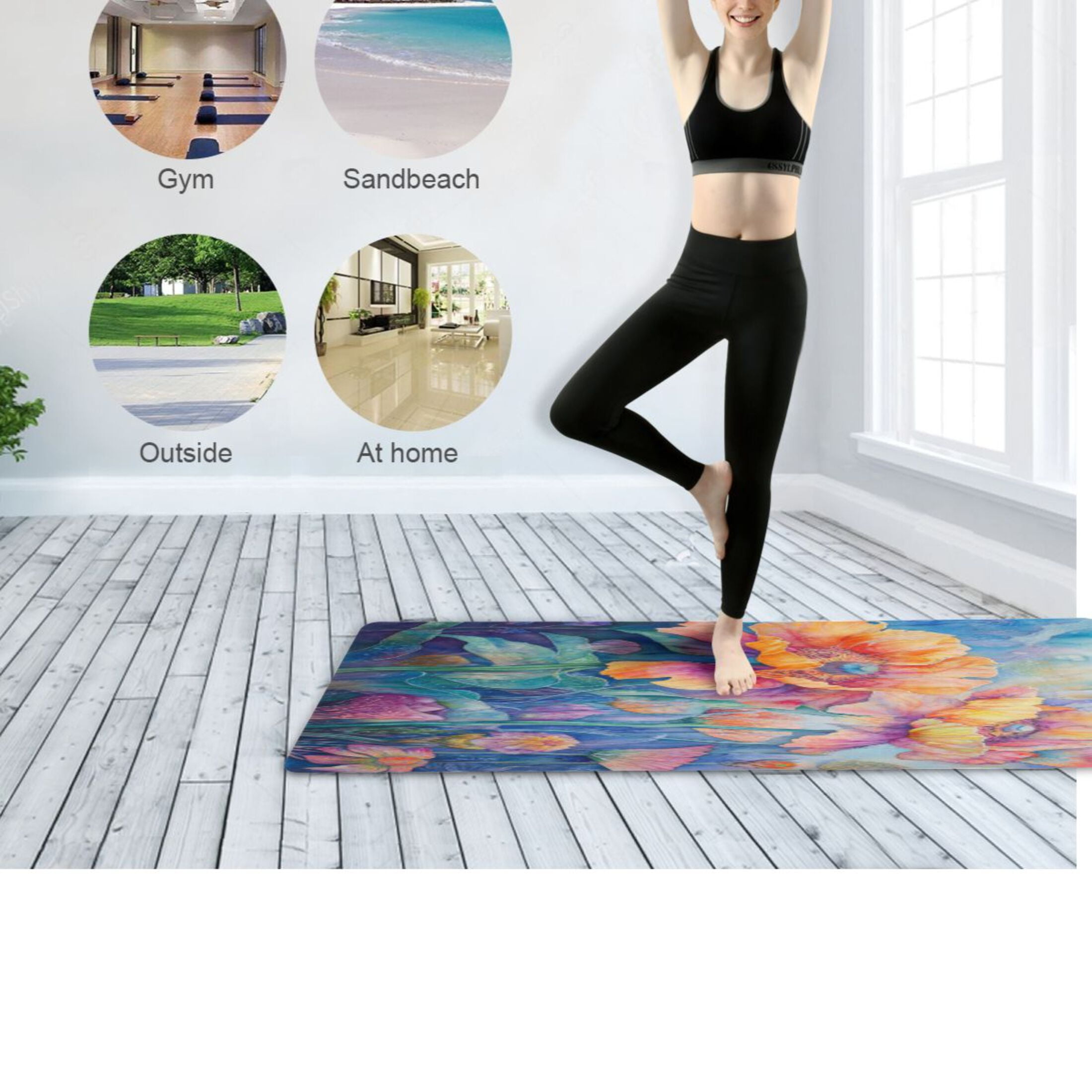 BZSMCE Yoga Mat Women Fitness Mat Blooming Fantasia Pattern