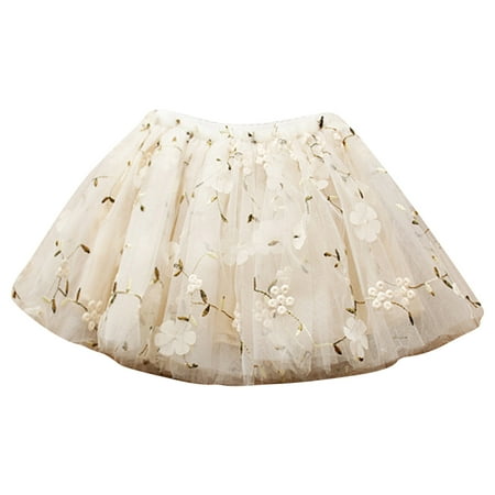 

Baby Toddlers Girls Soft Fluffy Tutu Skirt Party Mesh Tutu Flower Embroidered Dance Princess Skirt Child Clothing Streetwear Kids Dailywear Outwear