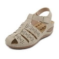 thumbnail image 6 of Qiaocaity Womens Summer Sandals with Arch Support Casual Comfortable Wedge Sandals Shoes Beige Size 5.5, 6 of 6