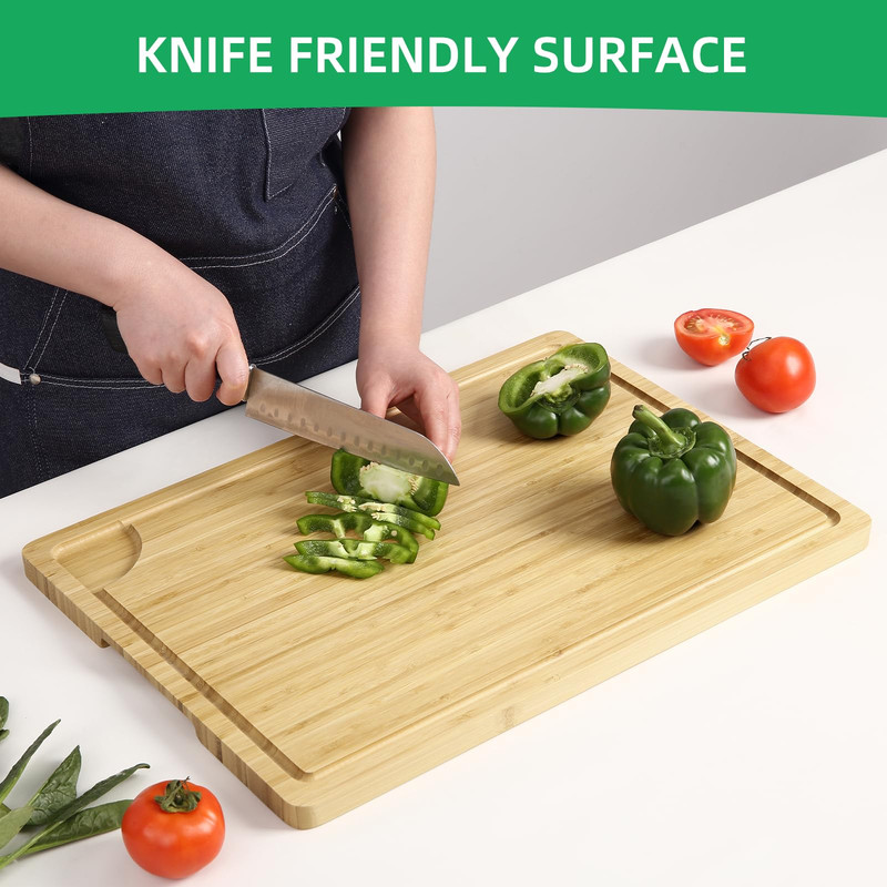 Towallmark 20x14 Inch Bamboo Cutting Board,&nbsp;Large Wooden Chopping Board With Juice Groove & Handles, Reversible Butcher Block & Charcuterie Serving Tray